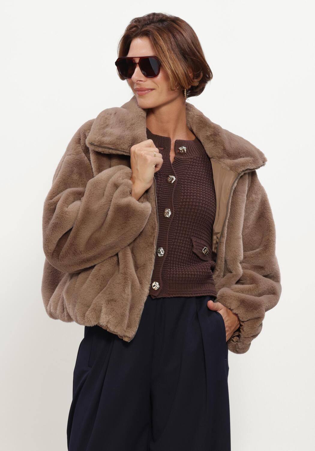 Bruine BEAUMONT Faux fur jas MAXIE JACKET - large