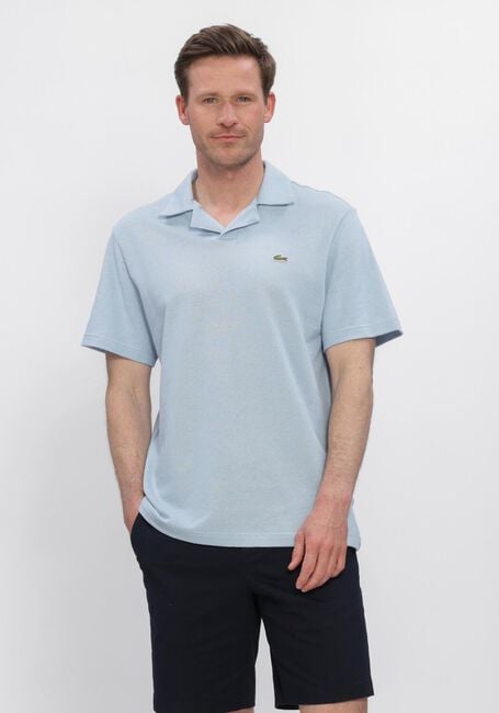 LACOSTE Polo CLASSIC FIT OPEN NECK COTTON LINEN BLEND POLO Bleu clair - large