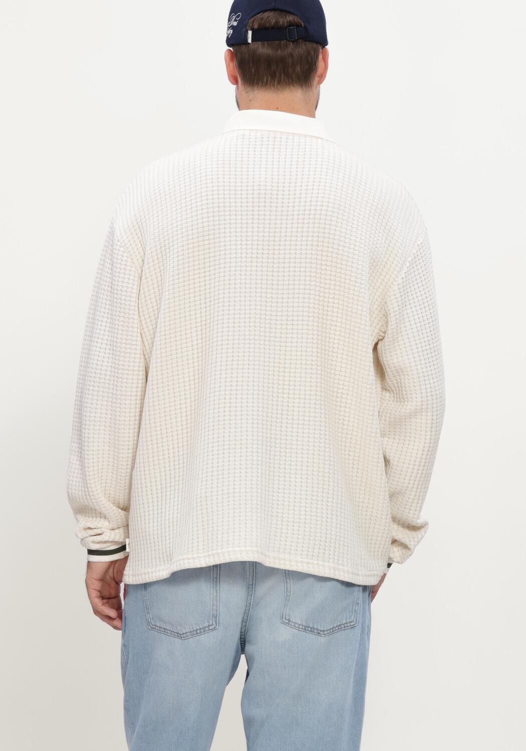 Ecru LES DEUX Polo WAFFLE LS FOOTBALL JERSEY - large