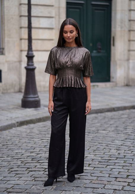 Zwarte BY-BAR Wijde broek PELLE METALLIC PANTS - large