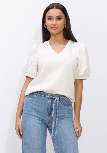 Gebroken wit OBJECT Top OBJANDREA S/S RE V-NECK TOP - large