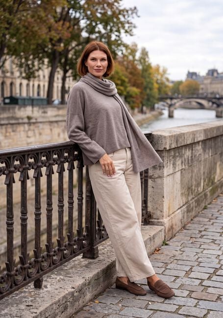 CAMBIO Pantalon large ODELE en beige - large