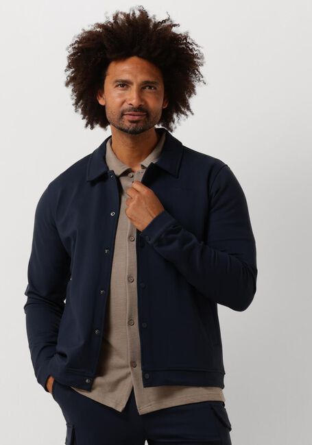 Donkerblauwe PURE PATH Overshirt PUNTA COACK SHIRT WITH PRESS BUTTONS AND FRONT PRINT - large