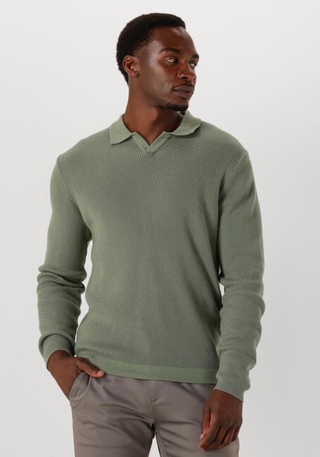 Olijf DSTREZZED Trui KOSTAS LONGSLEEVE POLO - large