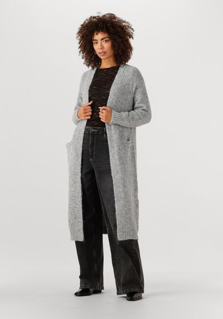 Lichtgrijze OBJECT Vest OBJMILU LS LO LONG KNIT CARDIGAN - large