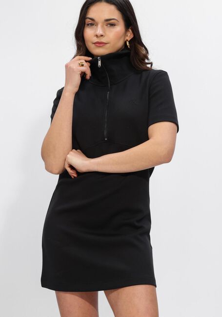 Zwarte CALVIN KLEIN Mini jurk SS SPACER MIXED MEDIA RIB MOCK - large
