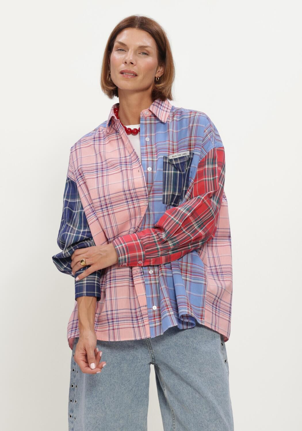 ALIX THE LABEL LADIES WOVEN CHECK MIX BLOUSE Blouses en multicolore - large