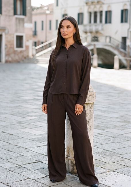 Bruine BY-BAR Wijde broek NEMO SATIN STRIPE PANTS - large