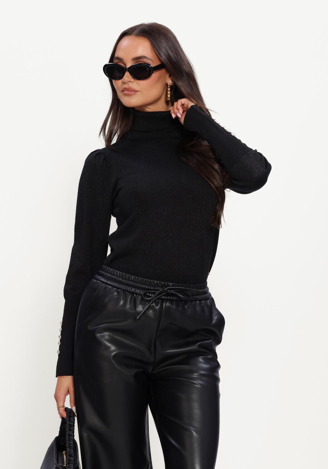 NUKUS Col roul&eacute; SYLVIA PULLOVER en noir - large