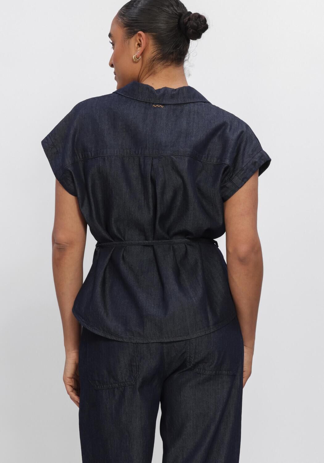 Blauwe SUMMUM  BLOUSE DENIM LW COTTON TENCEL - large