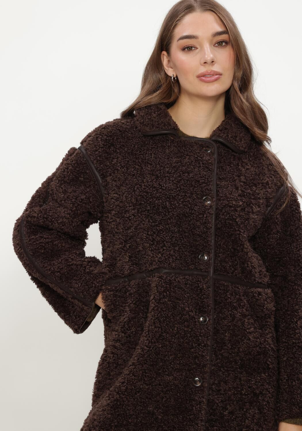 Bruine NEO NOIR Teddy jas SENTA FAUX FUR COAT - large