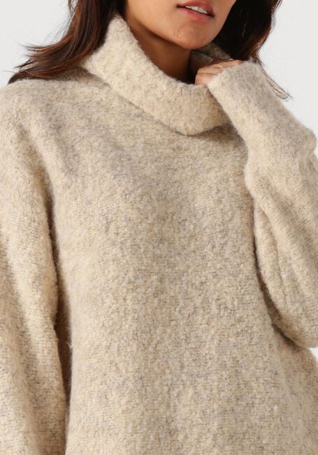 SIMPLE Mini robe KNIT-BOUCLE-25-3 en beige - large
