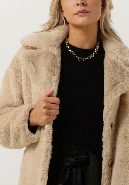 Ecru NOTRE-V Faux fur jas FUR COAT LONG - large