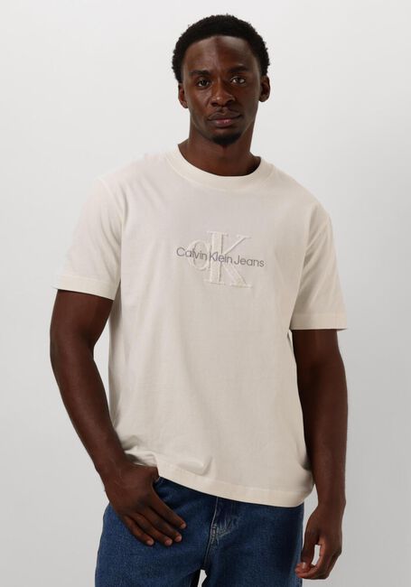 Witte CALVIN KLEIN T-shirt CHENILLE MONOLOGO TEE - large