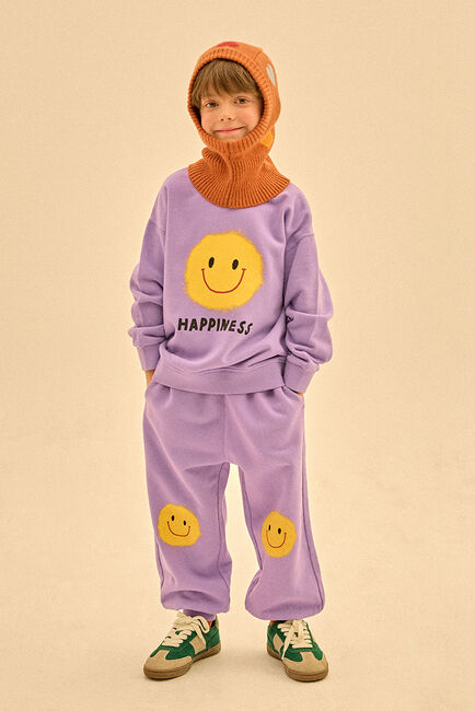 Paarse Jelly Mallow Trui HAPPINESS SWEATSHIRT - large