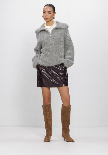DANTE6 Pull EMYLA ZIP SWEATER en gris - large