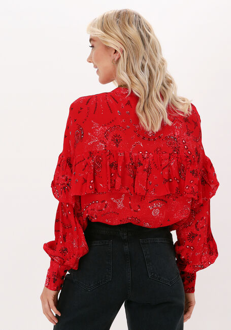 ALIX THE LABEL LADIES WOVEN ORNAMENT RUFFLE BLOUSE Blouses en rouge - large