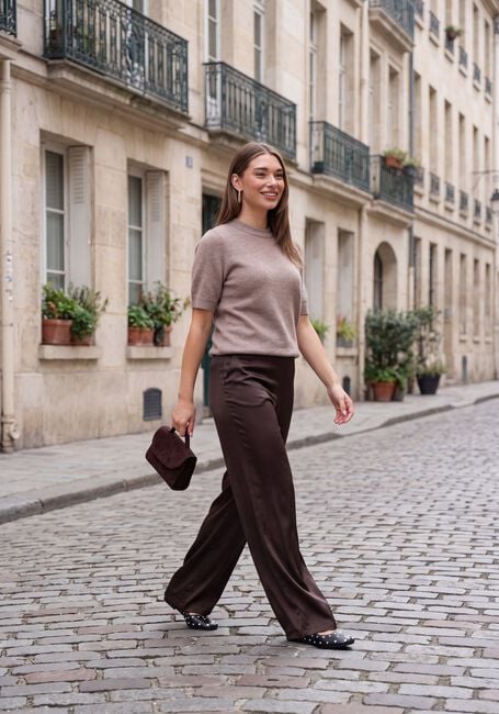 Bruine Y.A.S. Wijde broek YASPELLA HW WIDE PANTS - large
