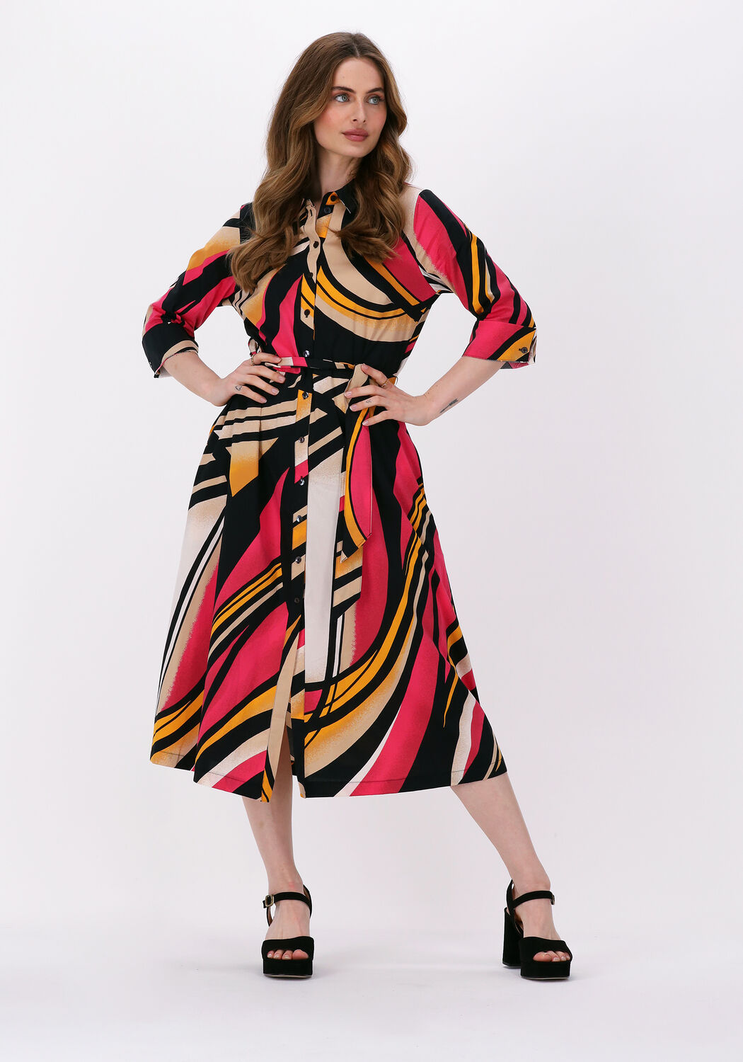 Multi SUMMUM Midi jurk DRESS BIG SWIRLS Omoda