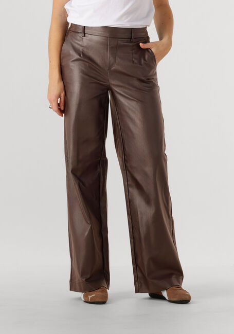 OBJECT Pantalon large OBJMELBA LISA WIDE COATED PANT en marron - large