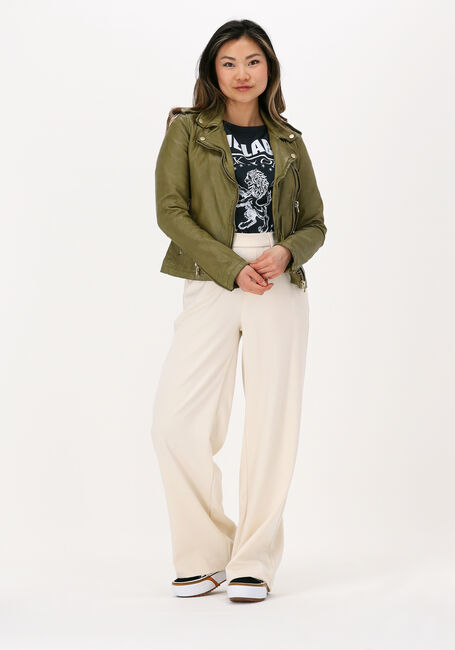 GOOSECRAFT Veste en cuir BIKER513 en vert - large