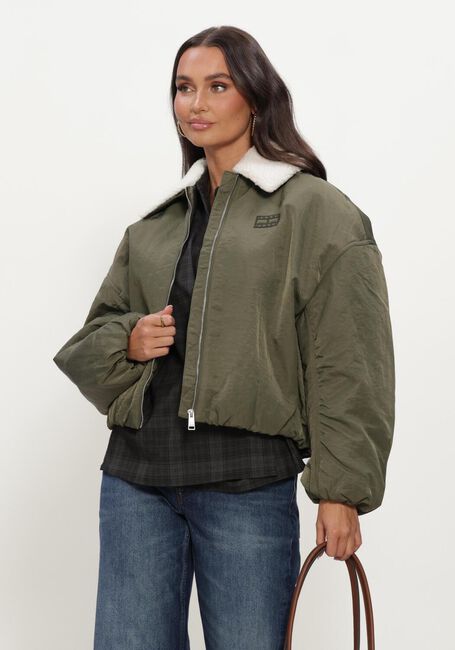Groene TOMMY JEANS Jack TJW FUR COLLAR UTILITY BOMBER - large