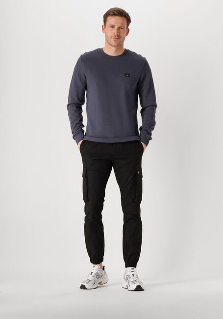CALVIN KLEIN Pull WOVEN LABEL WAFFLE LS TEE en bleu - large