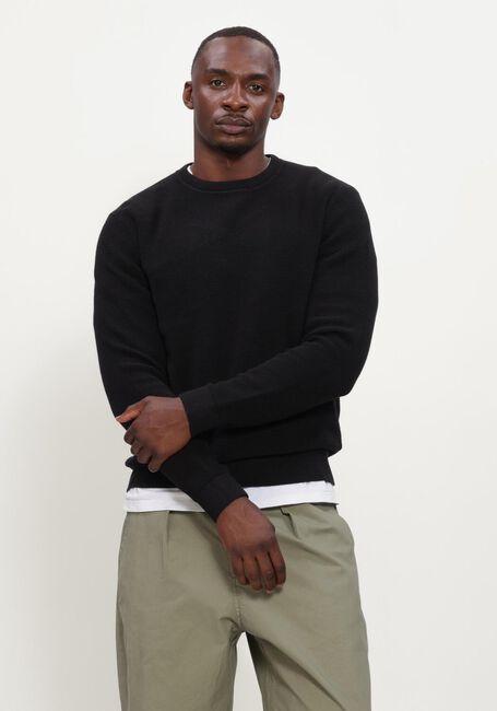 SELECTED MEN Pull SLHROSS LS KNIT STRUCTURE CREW NECK NOOS en noir - large