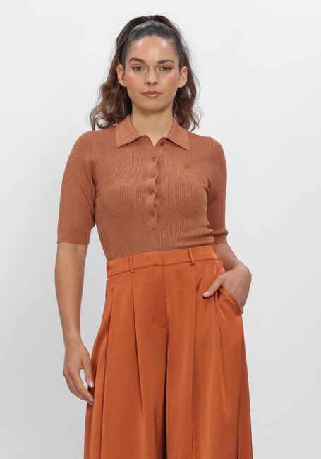 DANTE6 DANTE6-FAYZA METALLIC KNITTED POLO Hauts & T-shirts en bronze - large