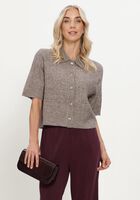 SUMMUM Pull SHORT CARDIGAN SOFT en taupe