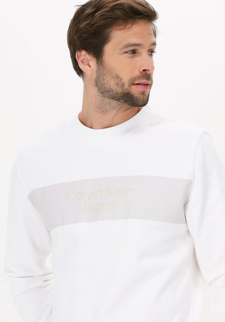 CALVIN KLEIN Chandail BLOCKING INSTITUTIONAL CREW NECK en blanc - large
