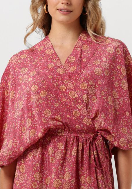 SISSEL EDELBO Robe midi BRENDA SILK WRAP DRESS en rose - large