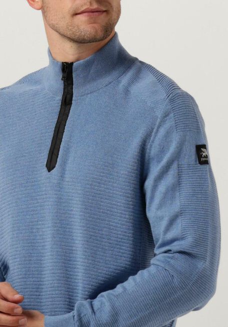 Lichtblauwe VANGUARD Trui HALP ZIP COLLAR COTTON STRUCTURE - large