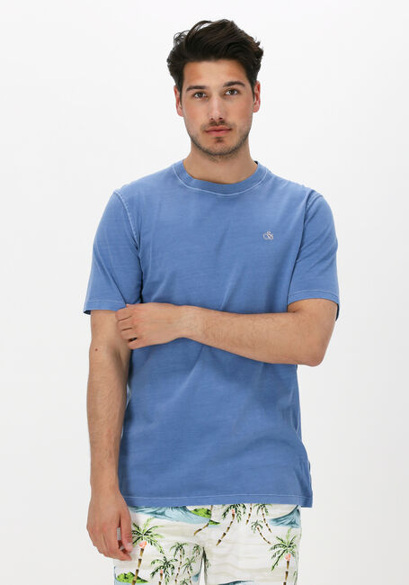 SCOTCH & SODA T-shirt GARMENT-DYED CREWNECK TEE WITH EMBROIDERY LOGO Bleu clair - large