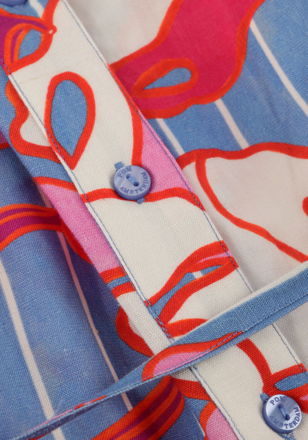 Multi POM AMSTERDAM Jurken DRESS URBAN FLORA STRIPE LINEN - large