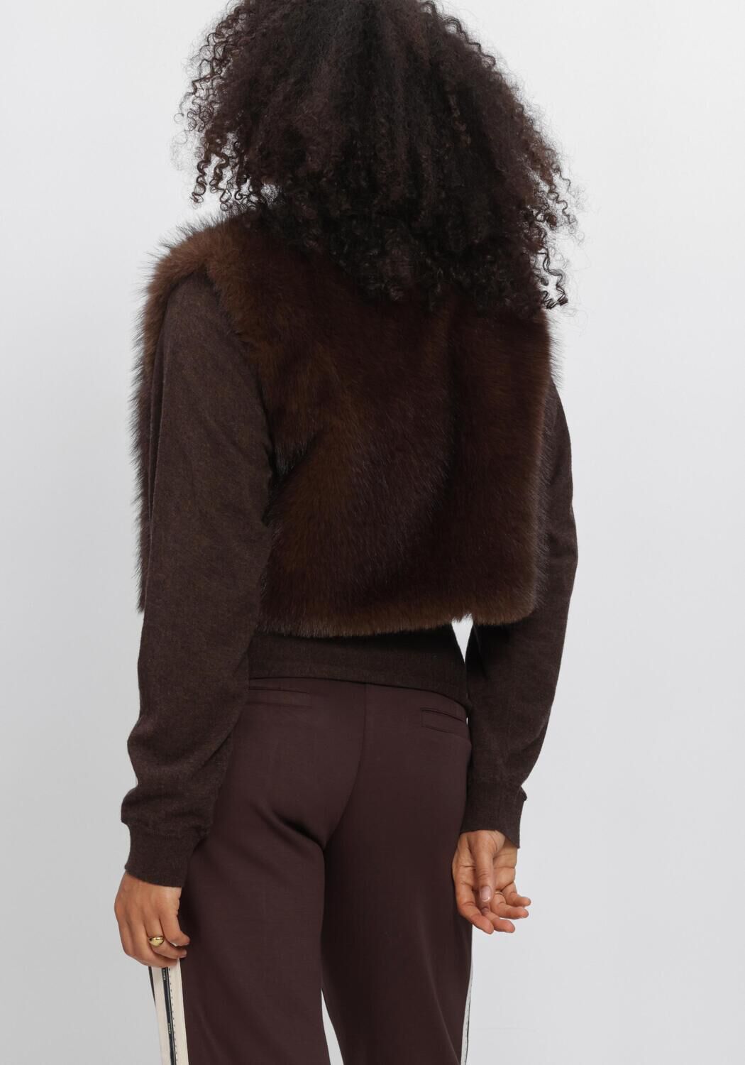 AIMEE THE LABEL ISLAW6 FAKE FUR WAISTCOAT Vestes en marron - large