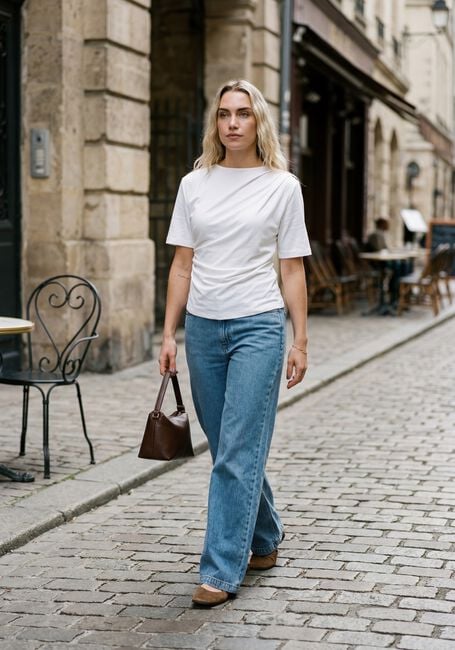 SECOND FEMALE T-shirt ULINA DRAPE TEE en blanc - large
