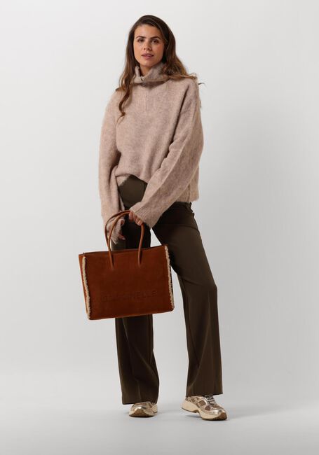 MODSTRÖM Pull KANEMD ZIP T-NECK en beige - large