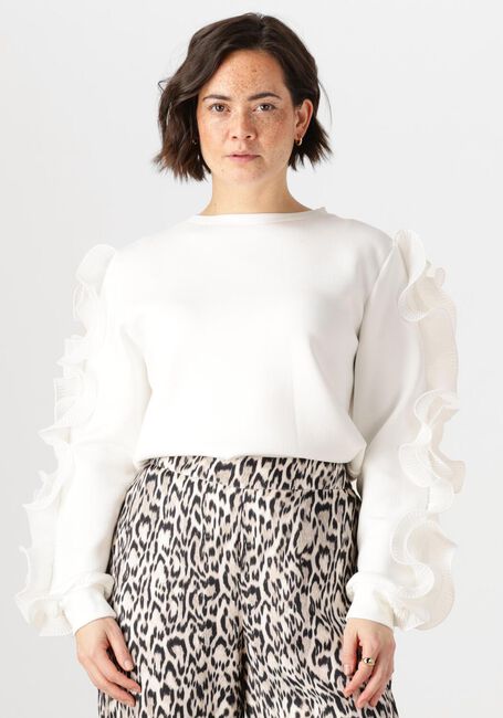 JANSEN AMSTERDAM Haut KALLIE TRUI SS 196 LONG SLEEVE RUFFLE en blanc - large