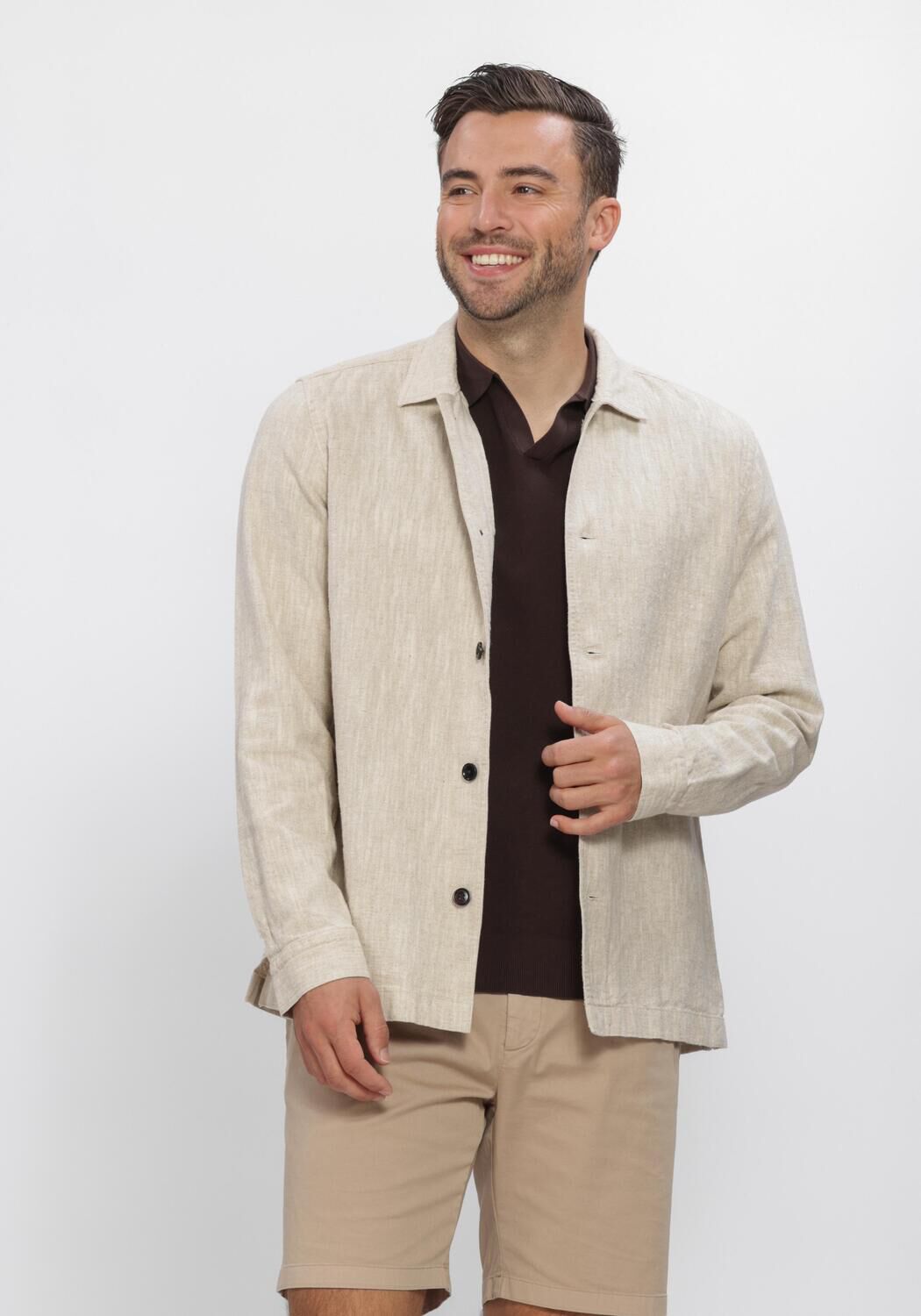 Beige PROFUOMO  OVERSHIRT RAW - large