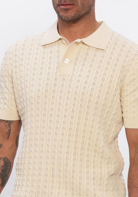 SELECTED MEN Polo SLHMATTIS SS KNIT NEW CABLE  POLO &Eacute;cru - large