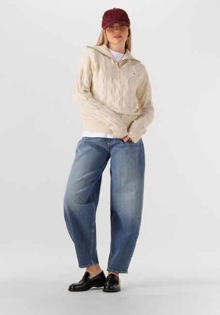 Creme TOMMY HILFIGER Trui SOFT WOOL CABLE 1/2 ZIP LS SWT - large