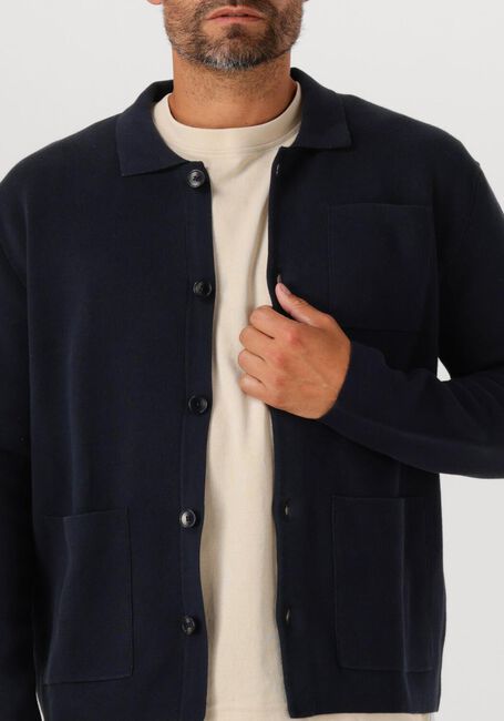 SELECTED HOMME Gilet SLHMIKE LIGHT LS KNIT RELAXED POLO CARDIGAN Bleu foncé - large