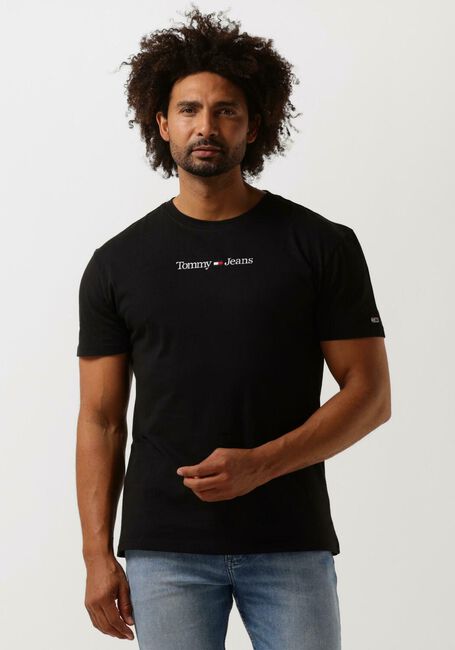 Zwarte TOMMY JEANS T-shirt TJM CLASSIC LINEAR LOGO TEE - large