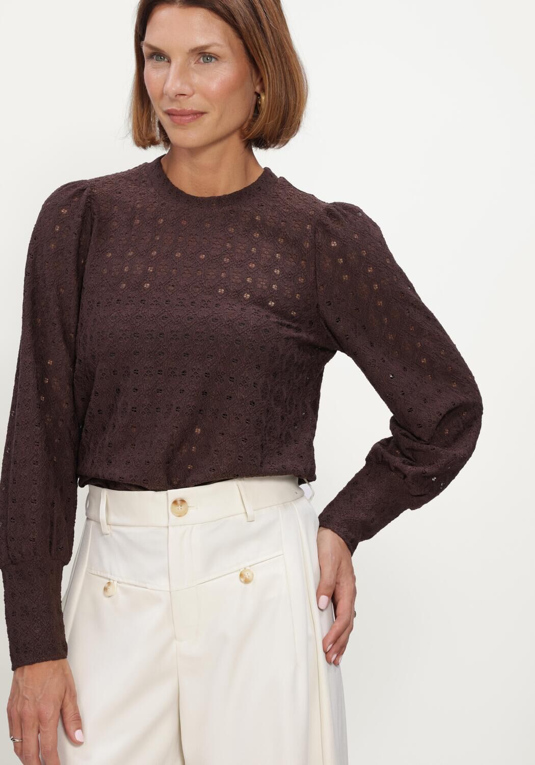 OBJECT Pull OBJLAILA L/S RE TOP NOOS en marron - large