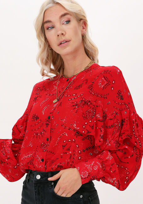 ALIX THE LABEL LADIES WOVEN ORNAMENT RUFFLE BLOUSE Blouses en rouge - large