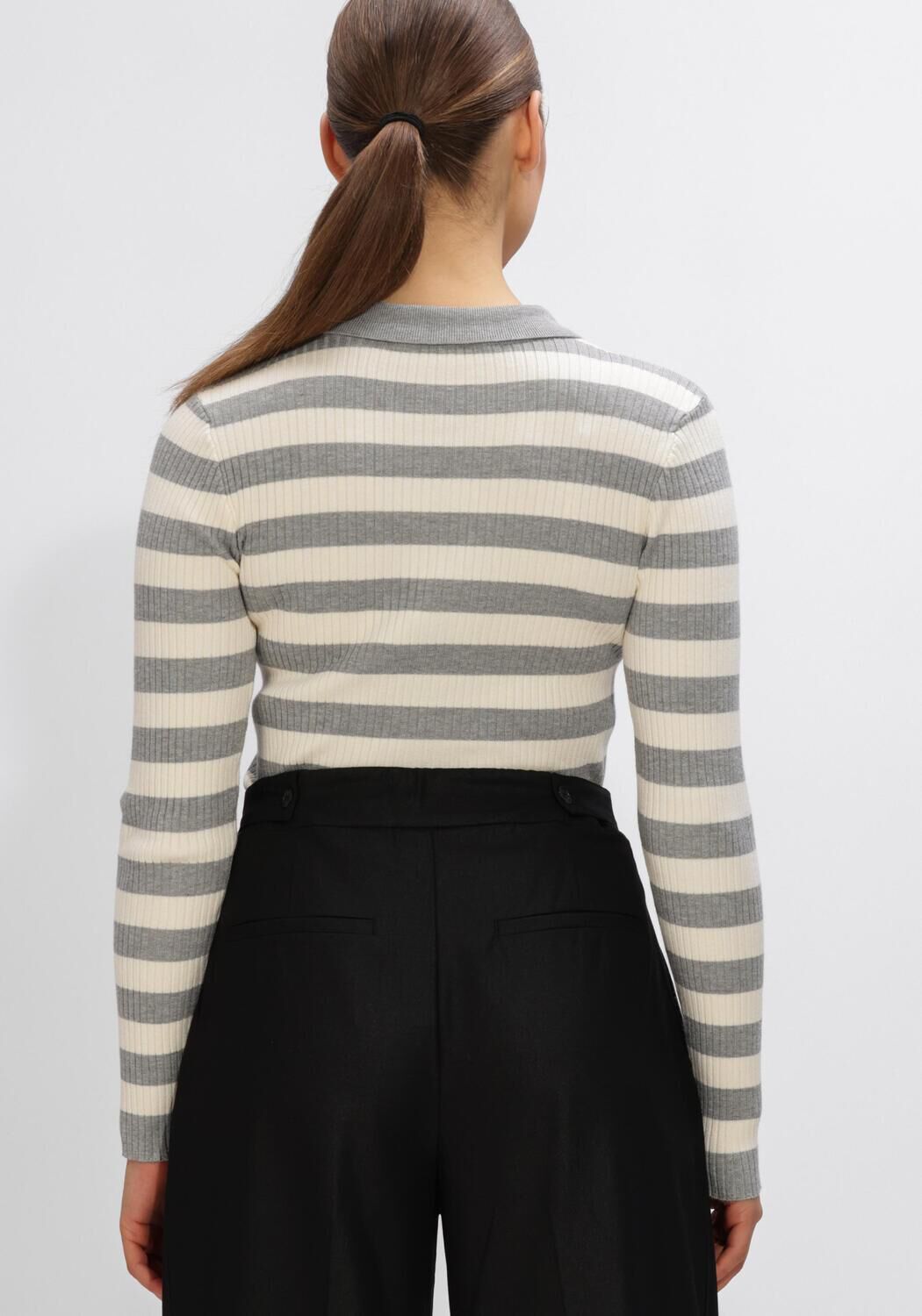 Lichtgrijze CO'COUTURE Truien/vesten BONNY STRIPE L/S POLO KNIT - large