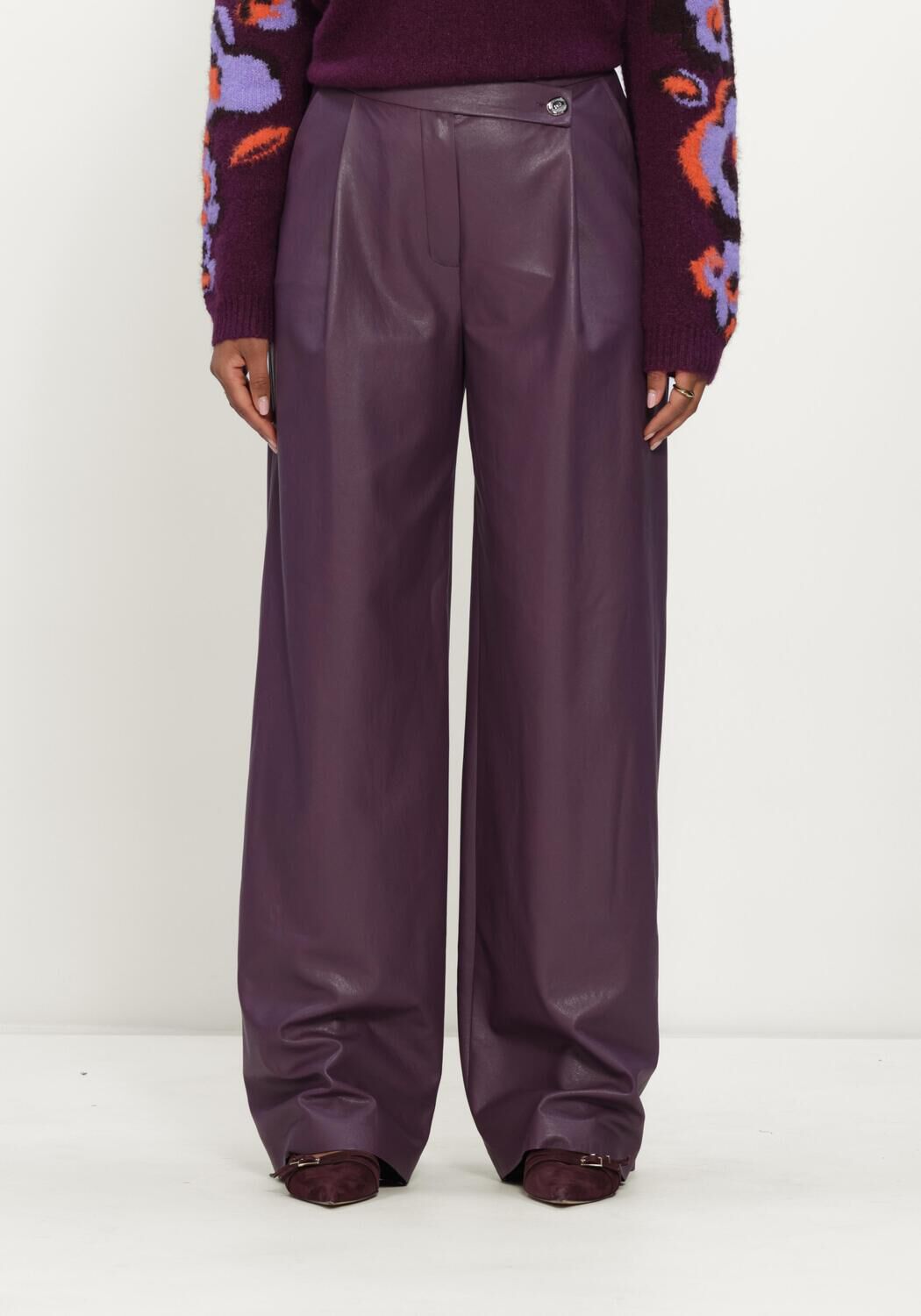 Paarse CAROLINE BISS Wijde broek 4573 - large