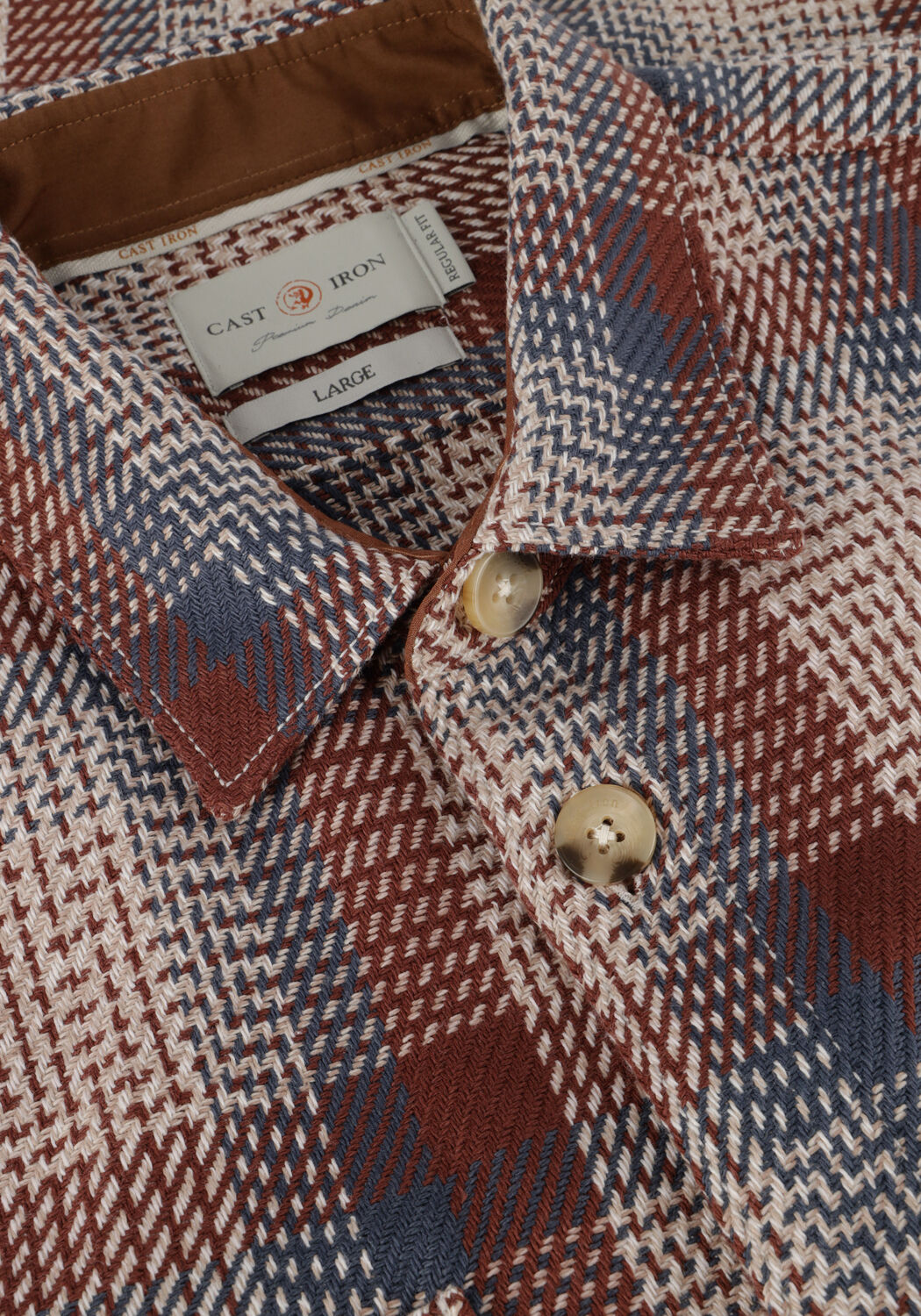 Bruine CAST IRON Overshirt LONG SLEEVE SHIRT HEAVY CHECK - large