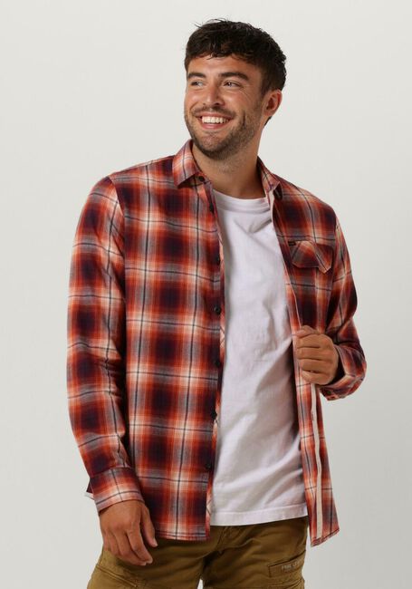 PME LEGEND Chemise décontracté LONG SLEEVE SHIRT CTN TWILL CHECK en rouge - large